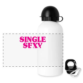 Single Sexy Frei Stolz Flirten Trennung Liebe Solo - Panorama Trinkflasche mit Deckel 500 ml - Weiß - Vorne