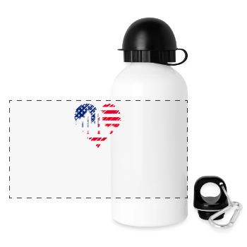Boston Skyline Heartbeat USA Flag Heart Love - Panoramic Thermal Bottle with Lid 500 ml - white - Front