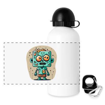 zombie mignon avec une tête carrée - Gourde panoramique avec couvercle 500 ml - blanc - Devant