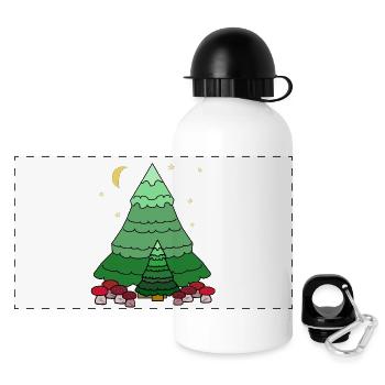 Nacht Sternenhimmel Wald Nadelbaum Tannen Natur - Panorama Trinkflasche mit Deckel 500 ml - Weiß - Vorne