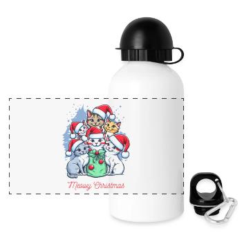 Festliche Katze Weihnachten Crew Design - Panorama Trinkflasche mit Deckel 500 ml - Weiß - Vorne