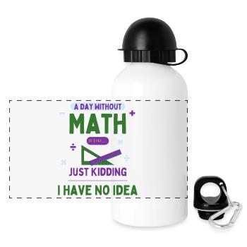 A Day Without Math Is Like... Math Enthusiast - Panoramic Thermal Bottle with Lid 500 ml - white - Front