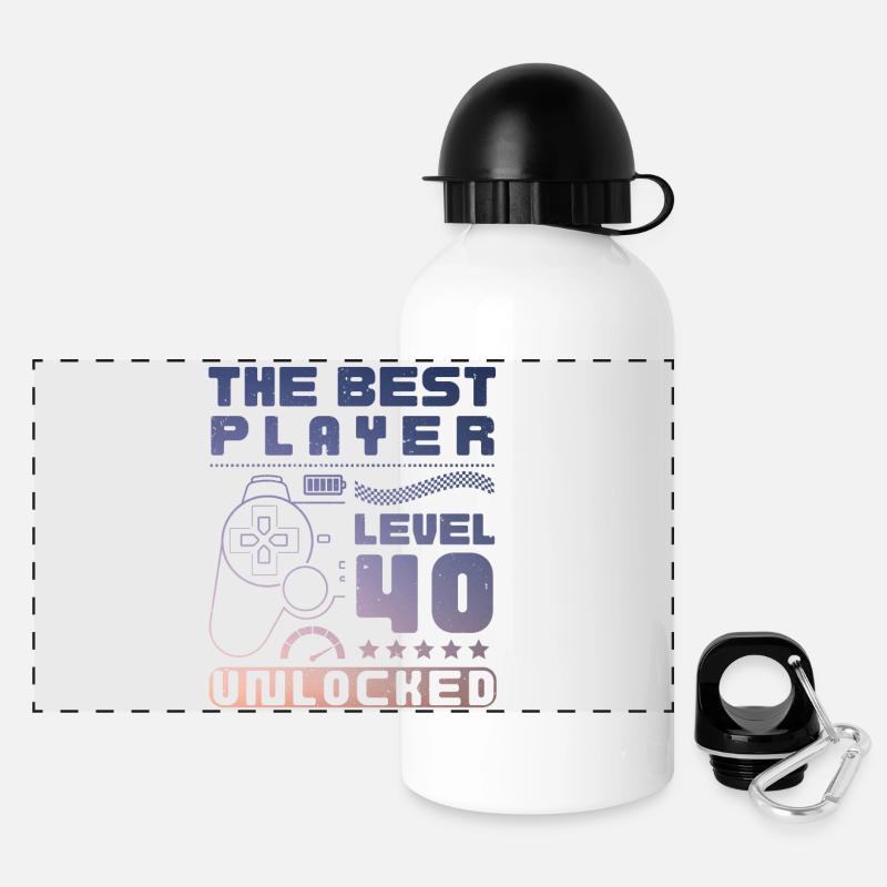 The Best Player, Level 40 Unlocked - Panoramic Thermal Bottle with Lid 500 ml - white