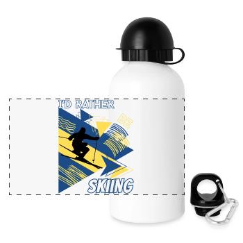 I'd Rather Ski - Ski Winter Sports Skier - Panoramic Thermal Bottle with Lid 500 ml - white - Front