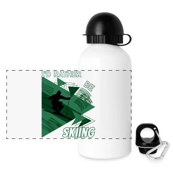 I'd Rather Ski - Ski Wintersportler Skifahrer - Panorama Trinkflasche mit Deckel 500 ml - Weiß - Vorne