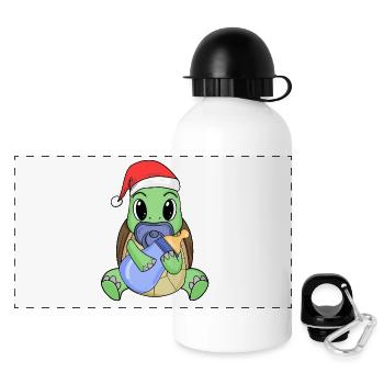 Schildkröte Baby Weihnachten - Panorama Trinkflasche mit Deckel 500 ml - Weiß - Vorne