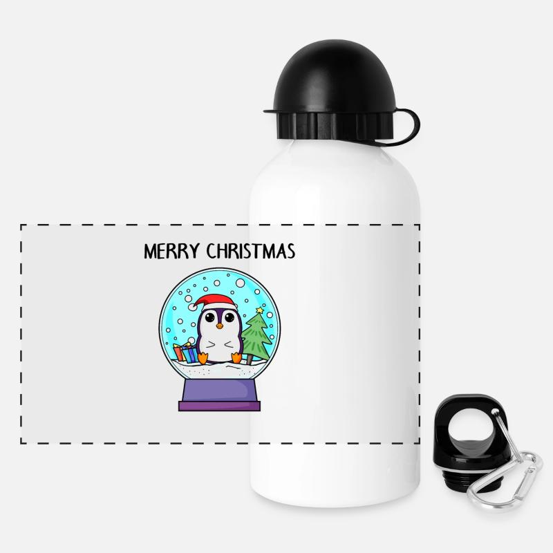 Penguin Christmas - Merry Christmas - Panoramic Thermal Bottle with Lid 500 ml - white