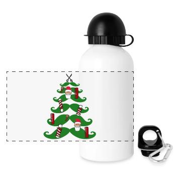 Salon de coiffure Noël - Gourde panoramique avec couvercle 500 ml - blanc - Devant