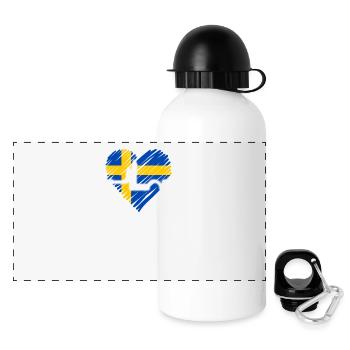 Stockholm Skyline Heartbeat Heart I Love Suède - Gourde panoramique avec couvercle 500 ml - blanc - Devant