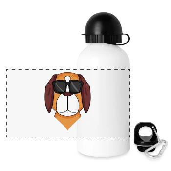 Saint Bernard dog with glasses - cool dog - Panoramic Thermal Bottle with Lid 500 ml - white - Front