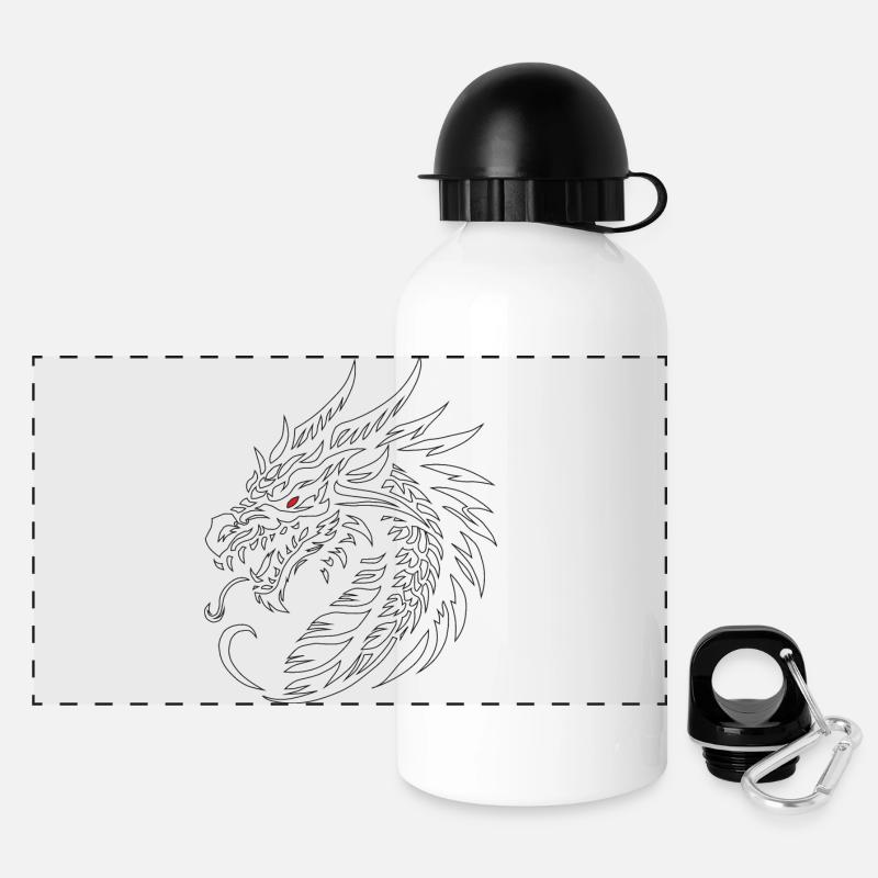 Dragonemblem - Panorama Trinkflasche mit Deckel 500 ml - Weiß