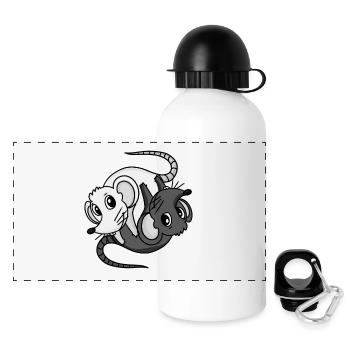 Yin Yang Maus Mäuse - Panorama Trinkflasche mit Deckel 500 ml - Weiß - Vorne