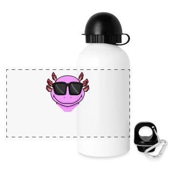 Chef Spruch Anführer Axolotl Amphibien Motiv - Panorama Trinkflasche mit Deckel 500 ml - Weiß - Vorne