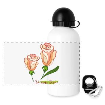 Ich liebe Dich - Panorama Trinkflasche mit Deckel 500 ml - Weiß - Vorne