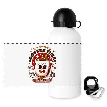 Café Zen Rétro cartoon - Cute japon - Gourde panoramique avec couvercle 500 ml - blanc - Devant