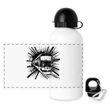 Cartoon Railroad - Panoramic Thermal Bottle with Lid 500 ml - white - Front