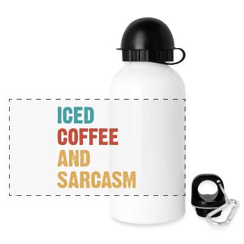 Iced Coffee And Sarcasm - Panoramic Thermal Bottle with Lid 500 ml - white - Front