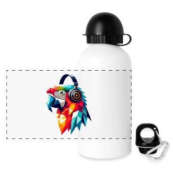 Polygon Parrot with Headphones Colorful Music Love - Panoramic Thermal Bottle with Lid 500 ml - white - Front