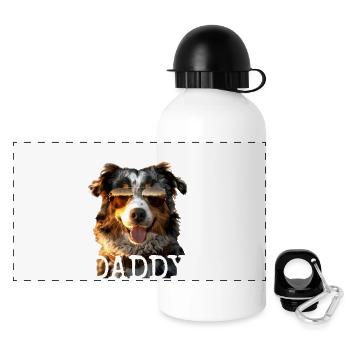 Aussie Daddy Papa Vatertag Dad Australian Shepherd - Panorama Trinkflasche mit Deckel 500 ml - Weiß - Vorne