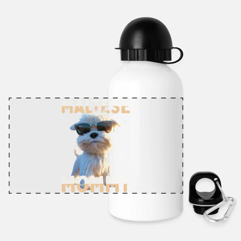 Maltese Mommy Mama Muttertag Mom Süßer Malteser - Panorama Trinkflasche mit Deckel 500 ml - Weiß