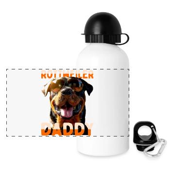 Rottweiler Daddy Papa Vater Vatertag Dad Hunde - Panorama Trinkflasche mit Deckel 500 ml - Weiß - Vorne