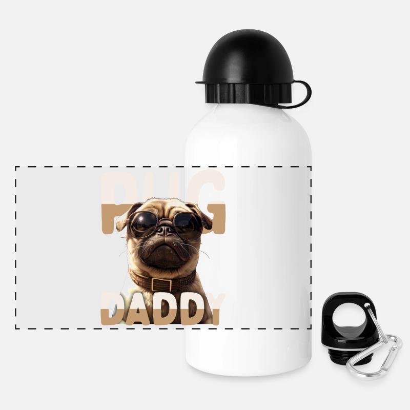 Pug Daddy Mops Papa Vatertag Pug Dad Süßer Mops - Panorama Trinkflasche mit Deckel 500 ml - Weiß