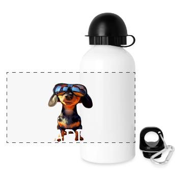 Viennois Papa Teckel Papa Teckel Papa Fête des Pères - Gourde panoramique avec couvercle 500 ml - blanc - Devant