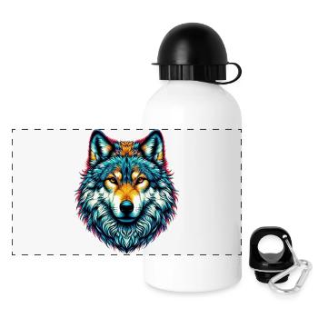 Wolf - Panorama Trinkflasche mit Deckel 500 ml - Weiß - Vorne