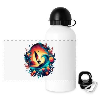 Véliplanchiste Tropical Sunset tro - Gourde panoramique avec couvercle 500 ml - blanc - Devant