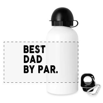 Best Dad By Par Golfer - Panorama Trinkflasche mit Deckel 500 ml - Weiß - Vorne