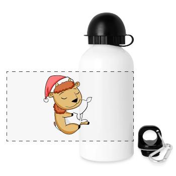 Bison Niedlich Müde Ausschlafen Weihnachten - Panorama Trinkflasche mit Deckel 500 ml - Weiß - Vorne
