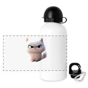 Ähm Nö Katze Nein No Faulenzer Neinsagen Katzen - Panorama Trinkflasche mit Deckel 500 ml - Weiß - Vorne