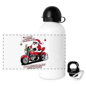 Rocker Santa Claus - Panoramic Thermal Bottle with Lid 500 ml - white - Front