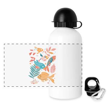Fishing cartoon style - Panoramic Thermal Bottle with Lid 500 ml - white - Front
