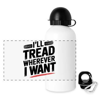 Tread Boldly Wherever I Want Tire Track Design - Panoramic Thermal Bottle with Lid 500 ml - white - Front