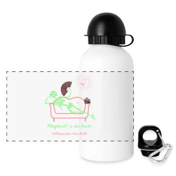 Pflegekraft In Der Rente Kaffeepausen Ohne Ende - Panorama Trinkflasche mit Deckel 500 ml - Weiß - Vorne