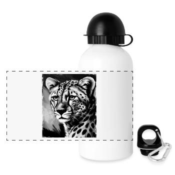 Portrait de guépard - Gourde panoramique avec couvercle 500 ml - blanc - Devant