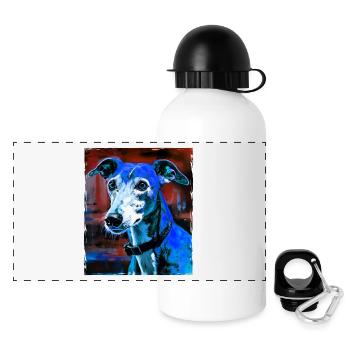 Greyhound Dog Portrait - Panoramic Thermal Bottle with Lid 500 ml - white - Front