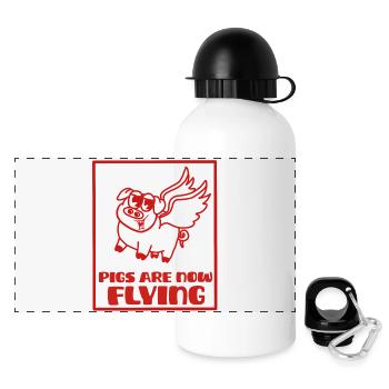 Pigs are now flying, rough times - Gourde panoramique avec couvercle 500 ml - blanc - Devant