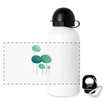 Blätter mit Tautropfen Feuilles avec gouttes de rosée - Gourde panoramique avec couvercle 500 ml - blanc - Devant
