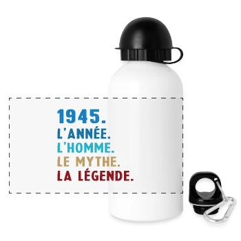 1945 Année Homme Mythe Légende - Gourde panoramique avec couvercle 500 ml - blanc - Devant