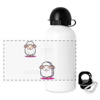Schaf Unschaf lustiges cooles Geschenk - Panorama Trinkflasche mit Deckel 500 ml - Weiß - Vorne