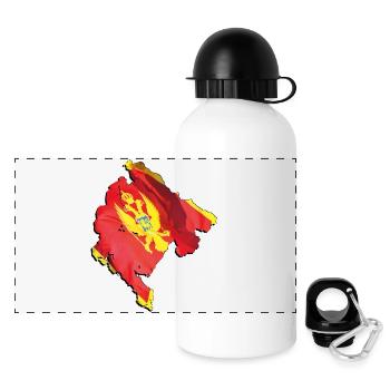 Montenegro Flagge in der Montenegro Landkarte - Panorama Trinkflasche mit Deckel 500 ml - Weiß - Vorne