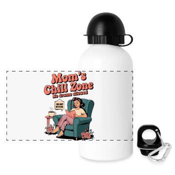 Mom’s Chill Zone Pas de drame Cadeau drôle - Gourde panoramique avec couvercle 500 ml - blanc - Devant