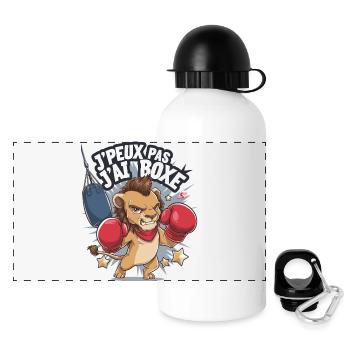 Je peux pas j'ai boxe - Gourde panoramique avec couvercle 500 ml - blanc - Devant
