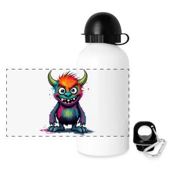 Bunte Monsterkunst - Niedlicher & verspielter Charakter - Panorama Trinkflasche mit Deckel 500 ml - Weiß - Vorne