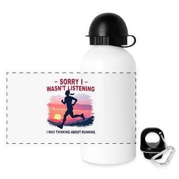 Retro Running Sunset - Panorama Trinkflasche mit Deckel 500 ml - Weiß - Vorne