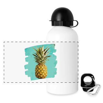 Ananas - Panorama Trinkflasche mit Deckel 500 ml - Weiß - Vorne