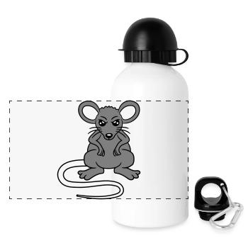 Maus Guckt Böse Wütend Frustriert Sauer Aggressiv - Panorama Trinkflasche mit Deckel 500 ml - Weiß - Vorne