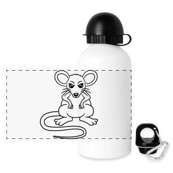Maus Guckt Böse Wütend Frustriert Sauer Aggressiv - Panorama Trinkflasche mit Deckel 500 ml - Weiß - Vorne